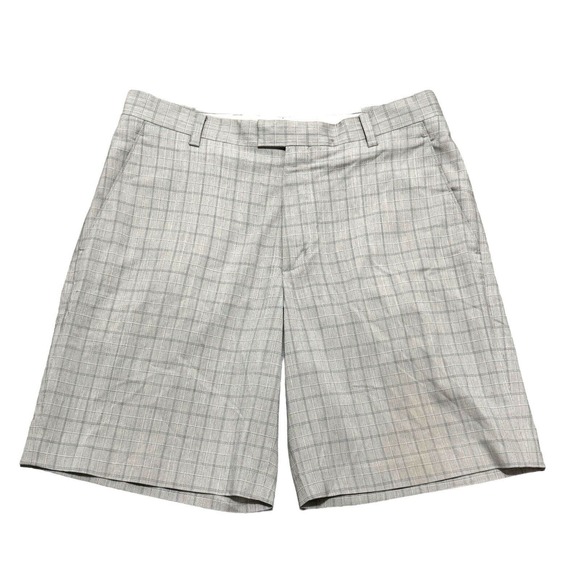 Tiger‎ Woods Collection Golf Shorts Men's M 32 Khaki Plaid Stretch Performance - Picture 1 of 4